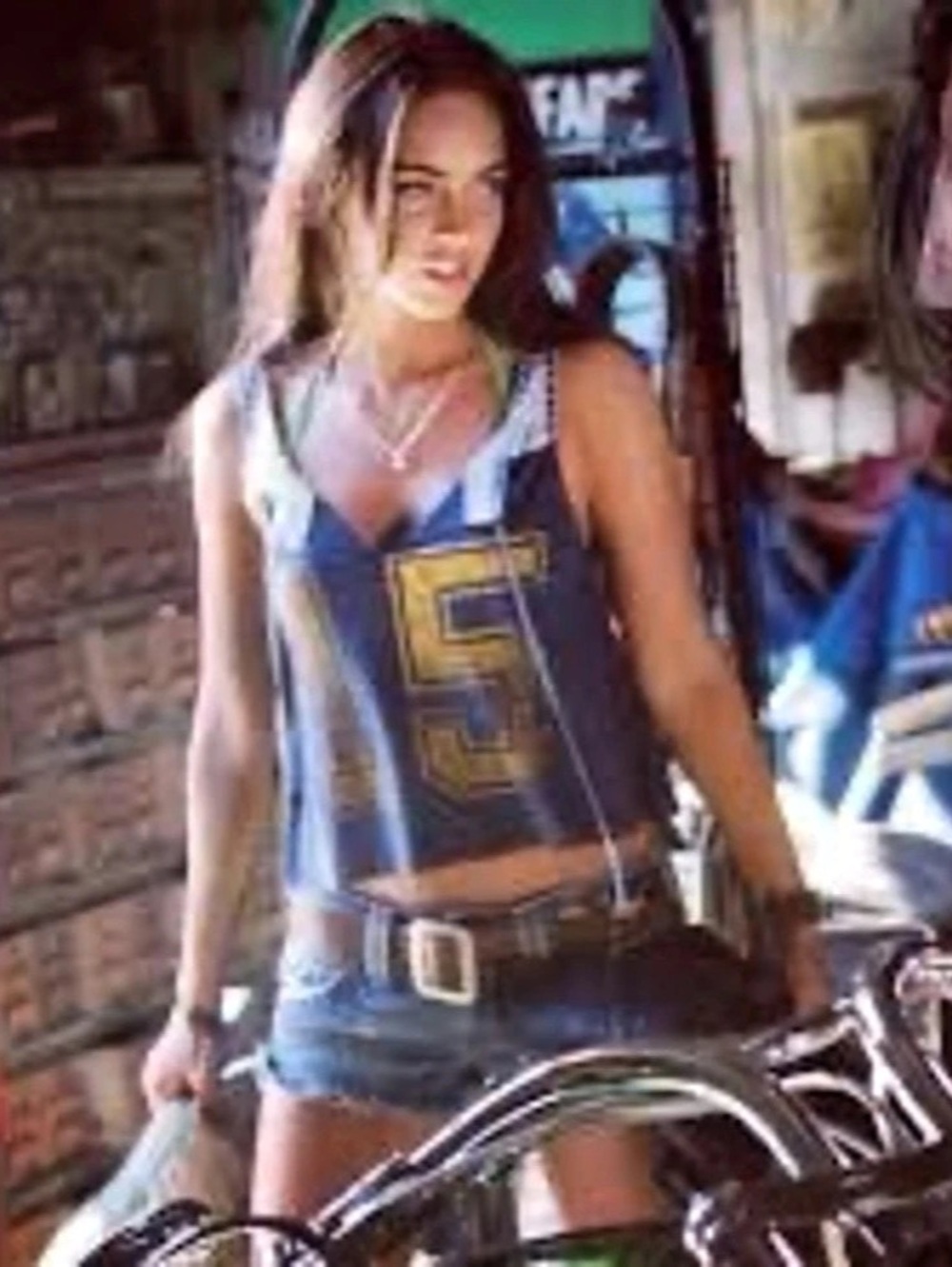 Rare Free People Megan Fox Transformers 15 Jersey Tank Blue L NWOT